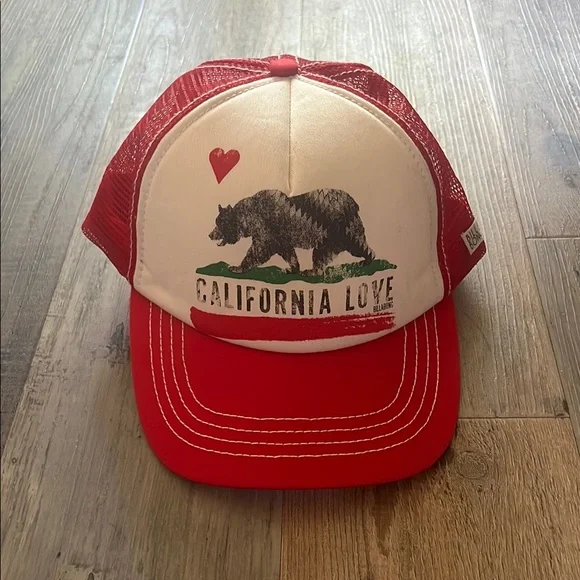 Billabong Vintage Vibrant Red Mesh Trucker Snapback California Love Hat OS Billabong Mesh Padded Trucker California Love Snapback Hat  main image 3